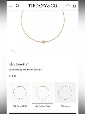 Tiffany & Co. Elsa Peretti Diamonds Bracelet - Yellow Gold